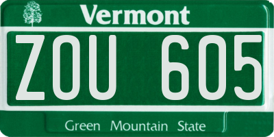 VT license plate ZOU605
