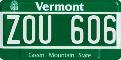 VT license plate ZOU606