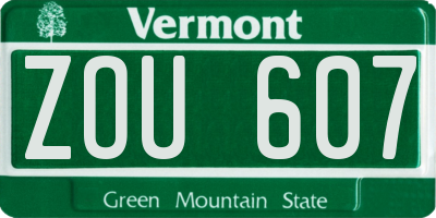 VT license plate ZOU607