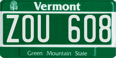 VT license plate ZOU608