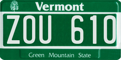 VT license plate ZOU610
