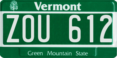 VT license plate ZOU612