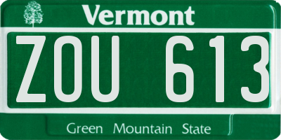 VT license plate ZOU613