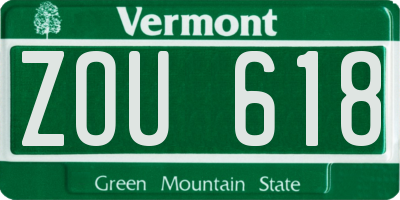 VT license plate ZOU618