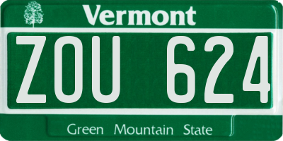 VT license plate ZOU624