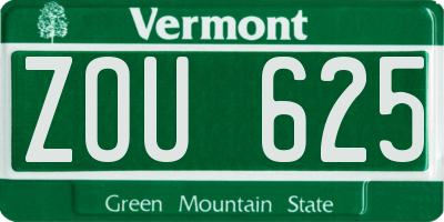 VT license plate ZOU625