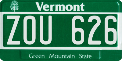 VT license plate ZOU626