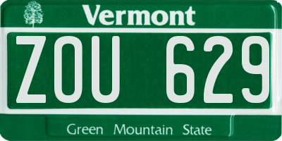 VT license plate ZOU629