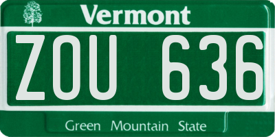 VT license plate ZOU636
