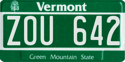 VT license plate ZOU642