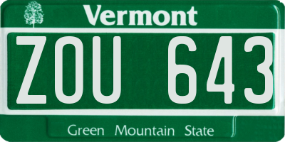 VT license plate ZOU643