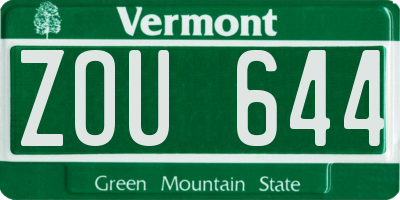 VT license plate ZOU644