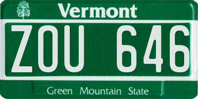 VT license plate ZOU646