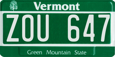 VT license plate ZOU647
