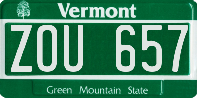 VT license plate ZOU657