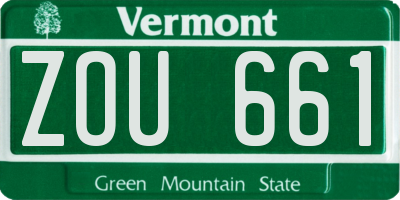 VT license plate ZOU661