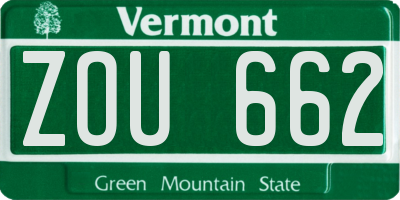 VT license plate ZOU662