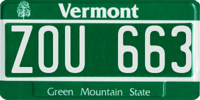 VT license plate ZOU663