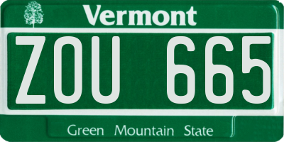 VT license plate ZOU665