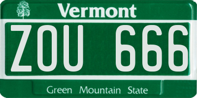 VT license plate ZOU666