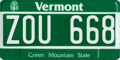 VT license plate ZOU668