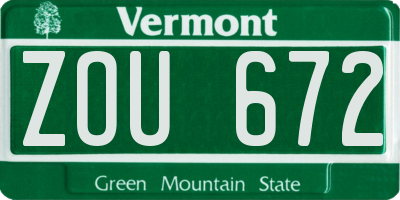VT license plate ZOU672