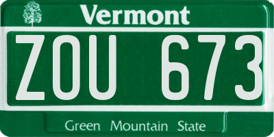 VT license plate ZOU673