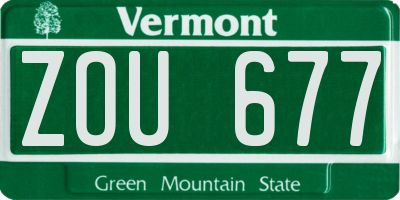 VT license plate ZOU677