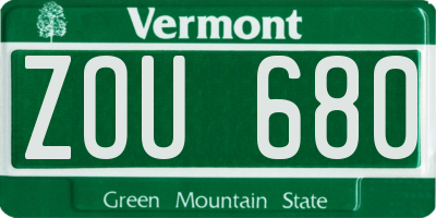 VT license plate ZOU680