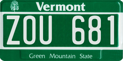 VT license plate ZOU681