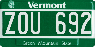 VT license plate ZOU692