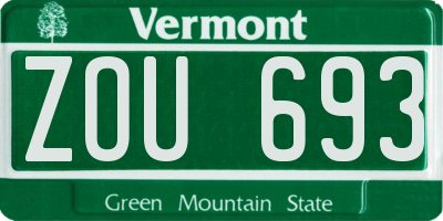 VT license plate ZOU693
