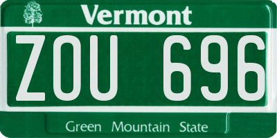 VT license plate ZOU696
