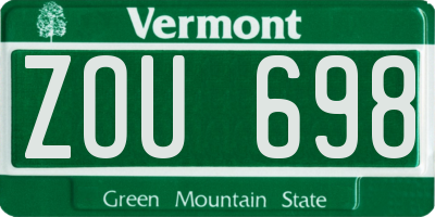 VT license plate ZOU698