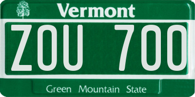 VT license plate ZOU700
