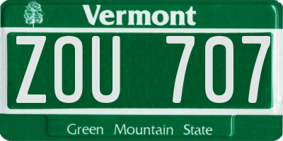 VT license plate ZOU707