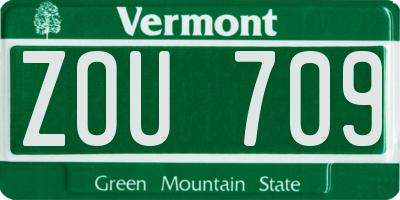 VT license plate ZOU709