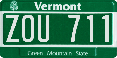 VT license plate ZOU711