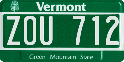 VT license plate ZOU712