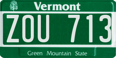 VT license plate ZOU713