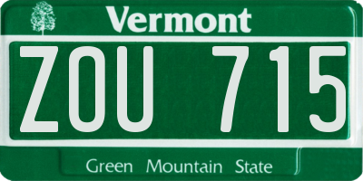 VT license plate ZOU715