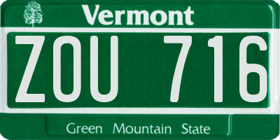VT license plate ZOU716