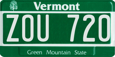 VT license plate ZOU720