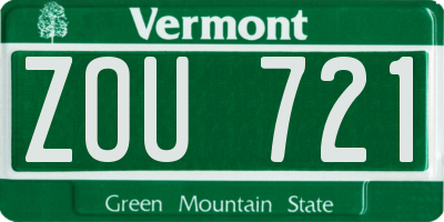 VT license plate ZOU721