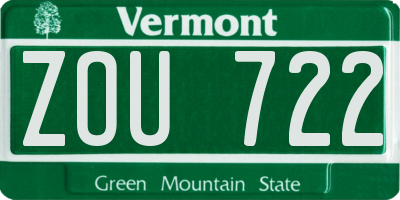 VT license plate ZOU722