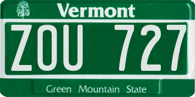 VT license plate ZOU727