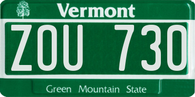 VT license plate ZOU730