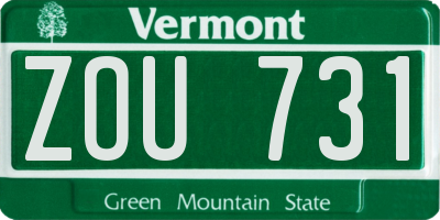 VT license plate ZOU731