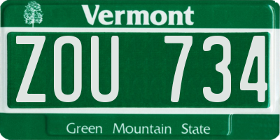 VT license plate ZOU734