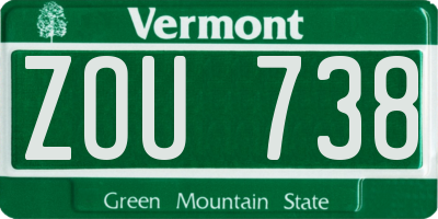 VT license plate ZOU738